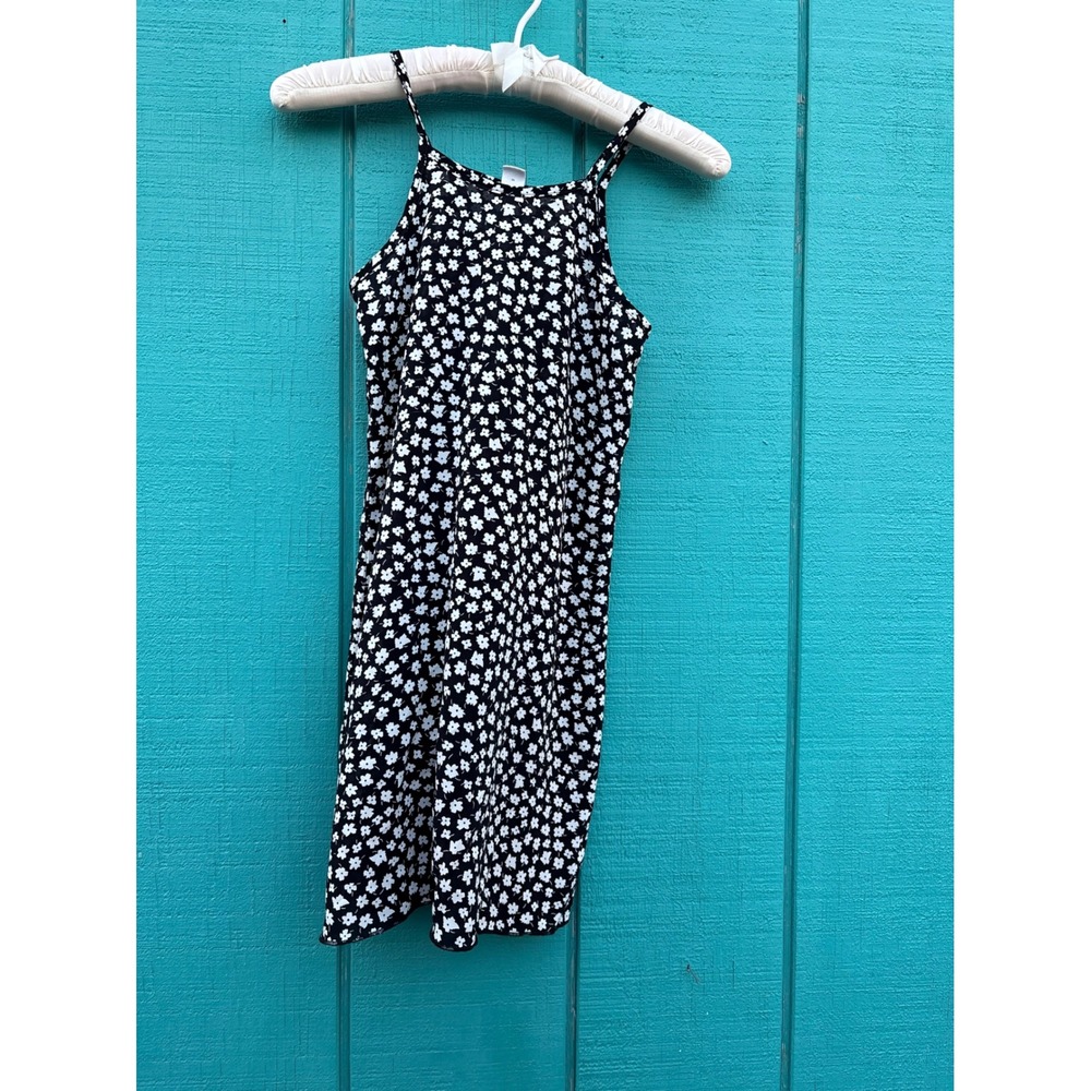 Kids Girls Black White Floral Daisy Sundress High Neck Size Summer Dress 6/7
